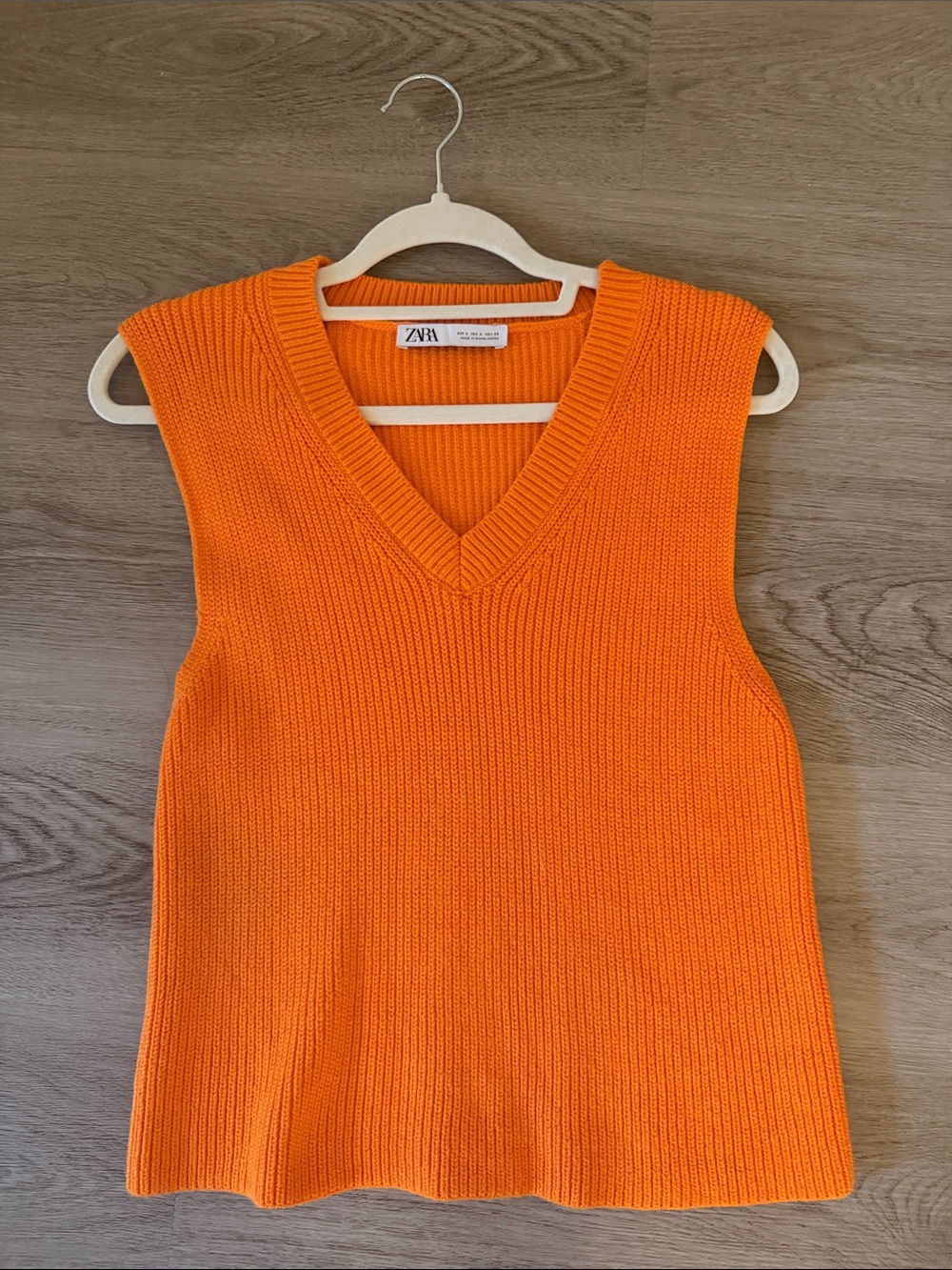 Zara Bright Orange Ribbed Knit Tank